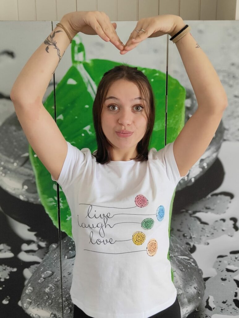 Vente T-Shirt - Live Laugh Love - Vivre Rire Aimer - Yoga du Rire - Audrey Longetti - 1.2.3 Libère-toi