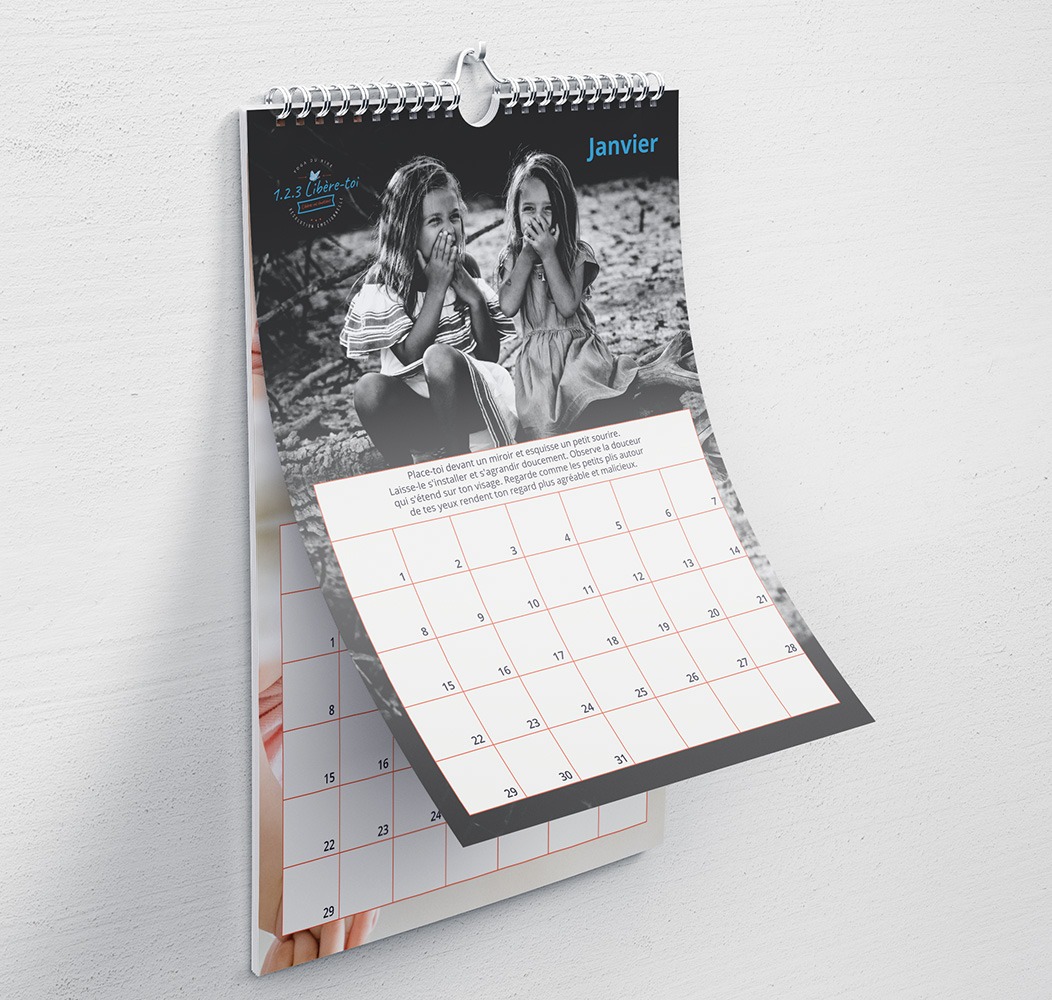 Calendrier 2024 et perpétuel - Agenda Année Anniversaires Cadeau Rendez-vous - Audrey Longetti - 1.2.3 Libère-toi - Optimisme - Yoga du Rire - Résolution émotionnelle - émotions gestion zen - Vendée, France