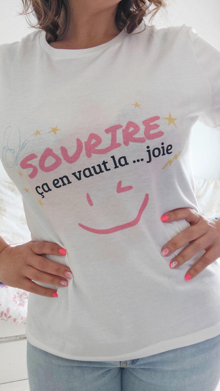 Vente T-Shirt - Sourire ça en vaut la joie - Rire - Yoga du Rire - Audrey Longetti - 1.2.3 Libère-toi