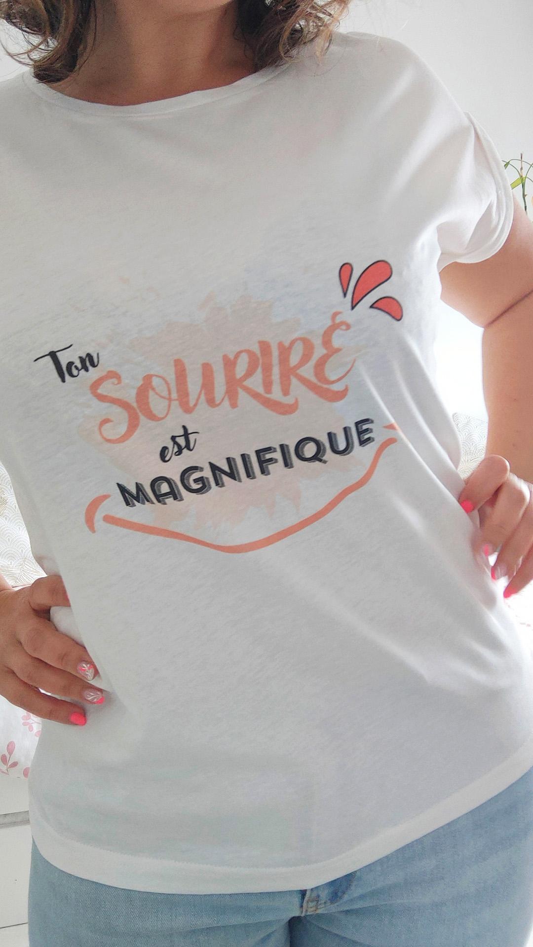 Vente T-Shirt - Ton sourire est magnifique - Rire - Yoga du Rire - Audrey Longetti - 1.2.3 Libère-toi