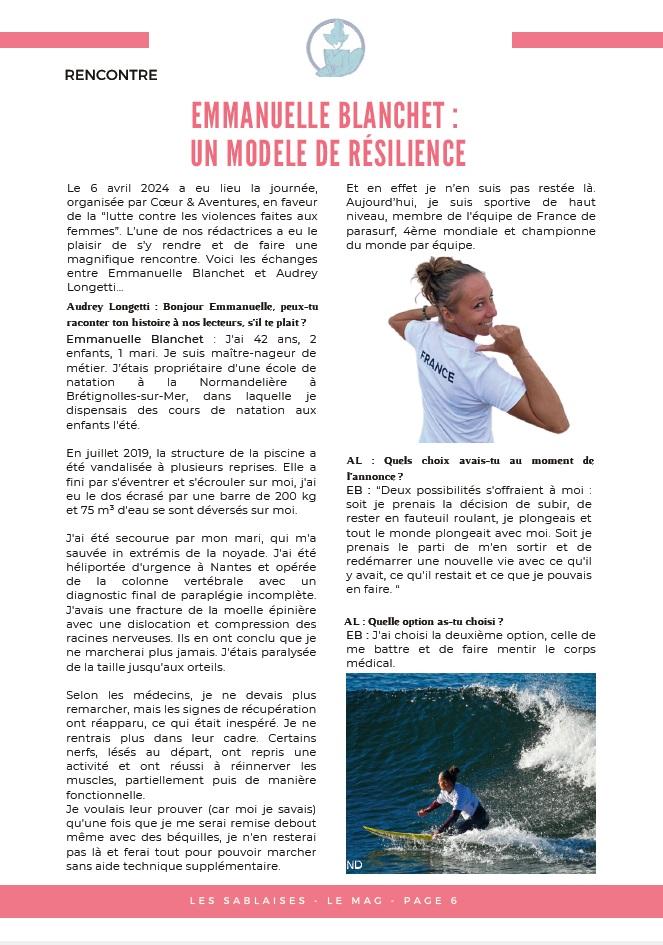 Les Sablaises, le Mag - "Emmanuelle Blanchet, un modèle de Résilience"